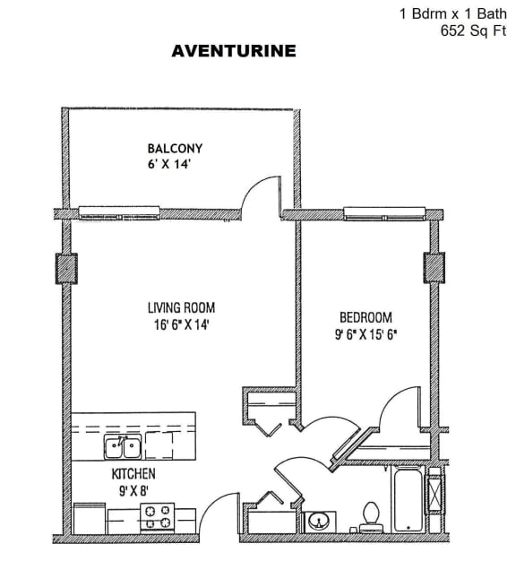 Residences at Capitol Heights Apartment Homes in Denver, Colorado Aventurine Floor Plan