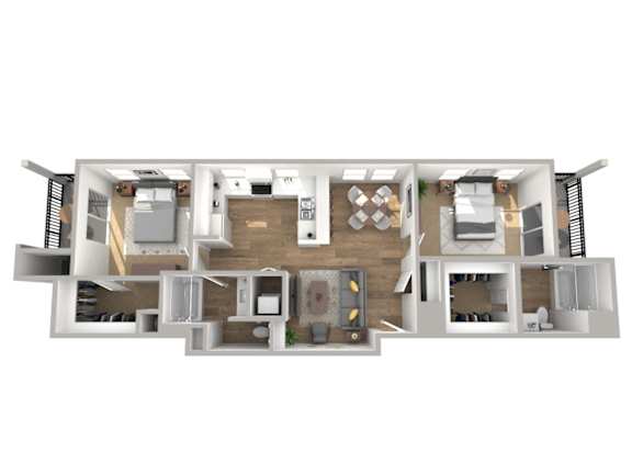 Retreat at Barton Creek Apartments in Austin, Texas Two Bedroom Floor Plan