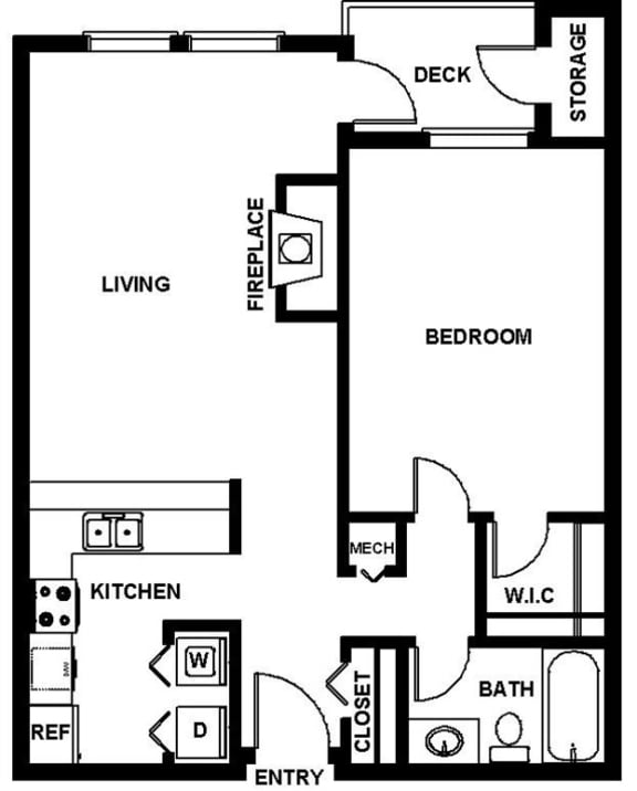 Saratoga Apartments in Everett, Washington A1 Floor Plan