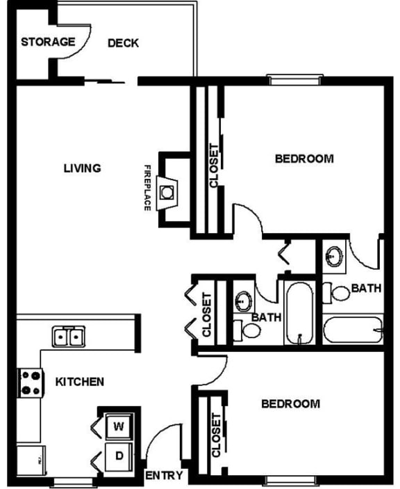 Saratoga Apartments in Everett, Washington B2 Floor Plan