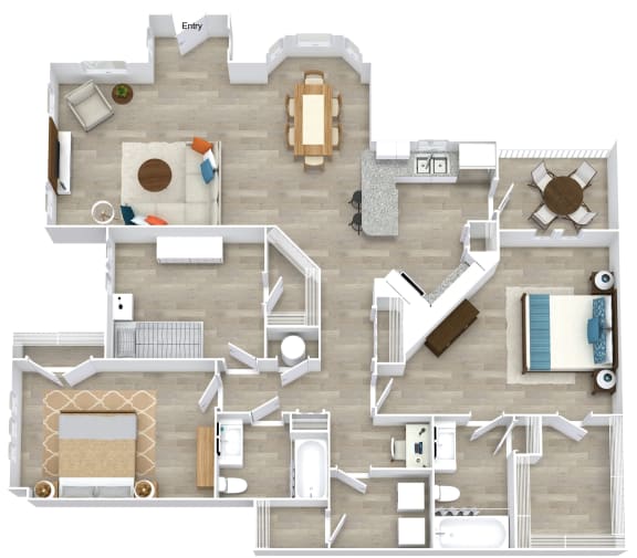 Satori Olathe Apartments in Kansas 3 Bedroom Floor Plan