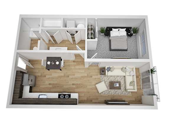 Sawtooth Flats Apartments in Post Falls, Idaho One Bedroom Floor Plan