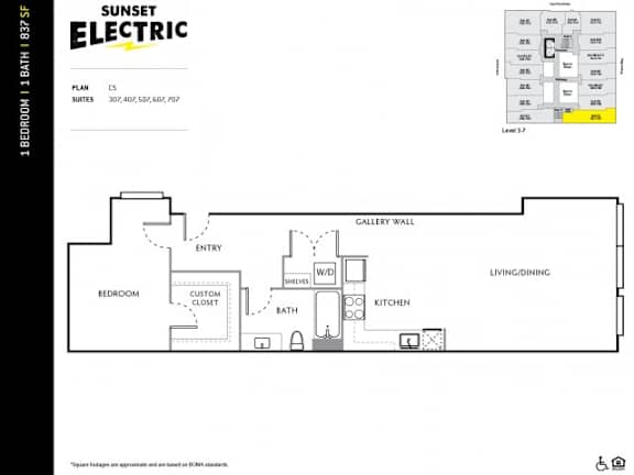 Sunset Electric One Bedroom N Floor Plan