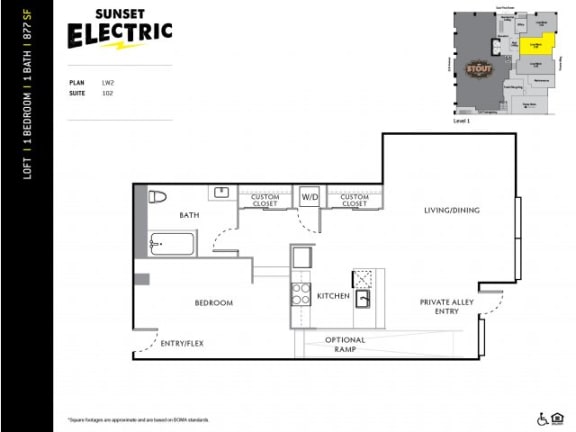 Sunset Electric One Bedroom R Floor Plan
