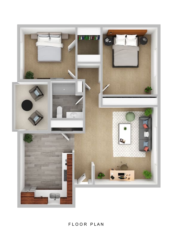 Sequoia Apartments 2 Bedroom 3D Floor Plan