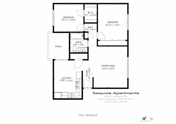 Sequoia 2BD Floor Plan
