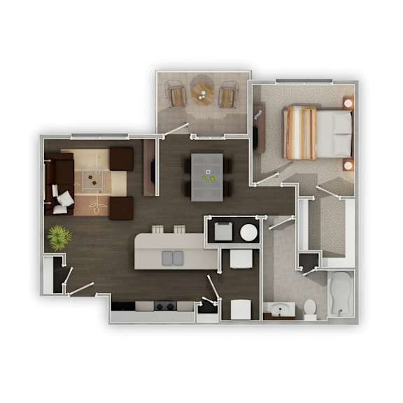 Sierra Ridge Apartments in Dickinson, North Dakota Coulee Furnished Floor Plan