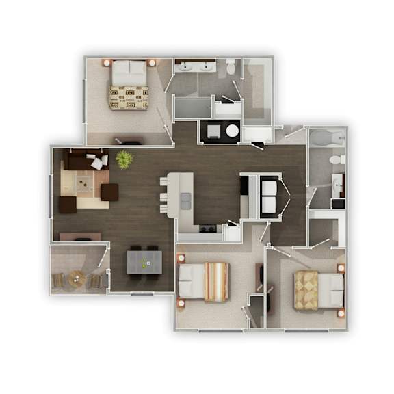 Sierra Ridge Apartments in Dickinson, North Dakota Wabamun Furnished Floor Plan