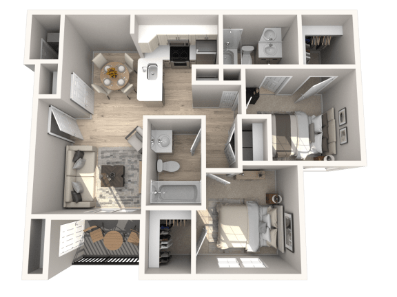 SITE Layton Apartments Two Bedroom Two Bathroom Floor Plan
