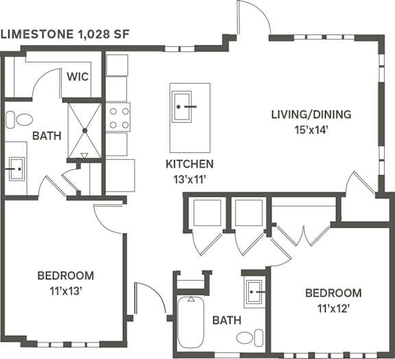 Slate at Fishers District Modern Villas and Townhomes in Fishers, Indiana 2 Bed 2 Bath Workforce Housing Floor Plan