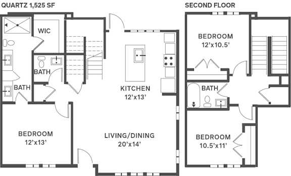 Slate at Fishers District Modern Villas and Townhomes in Fishers, Indiana Quartz Floor Plan
