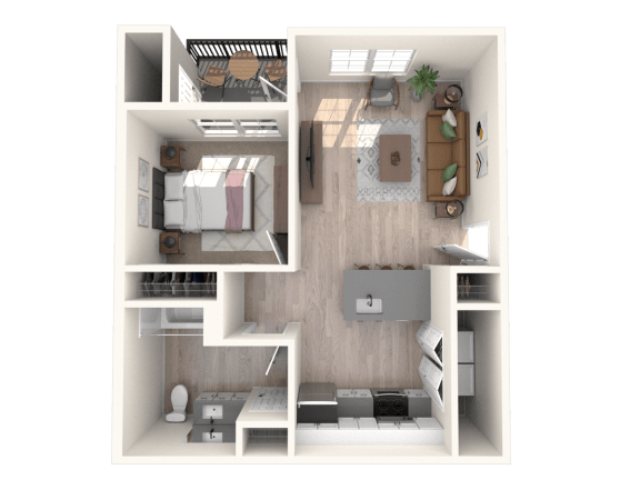 South Ridge Apartments West 1 Bed A Floor Plan
