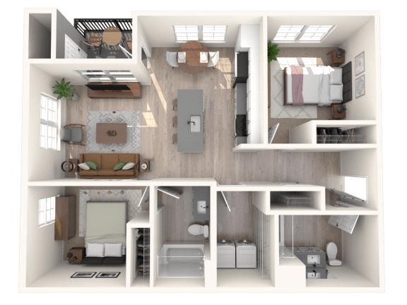 South Ridge Apartments West 2 Bed A Floor Plan