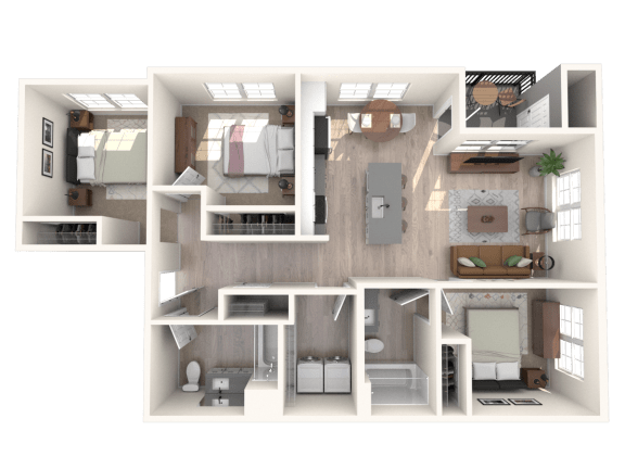 South Ridge Apartments West 3 Bed A Floor Plan