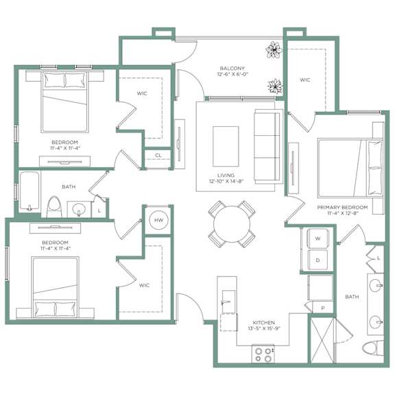 Spire Deer Valley Apartments in Phoenix, Arizona 3x2 C1 Floor Plan
