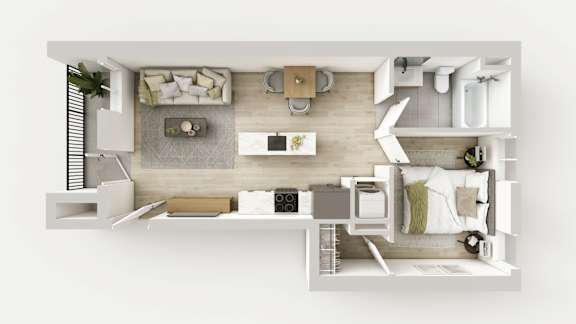 1Bed 1Bath Floor Plan at Spring Woods Apartments, Salem, OR, 97305