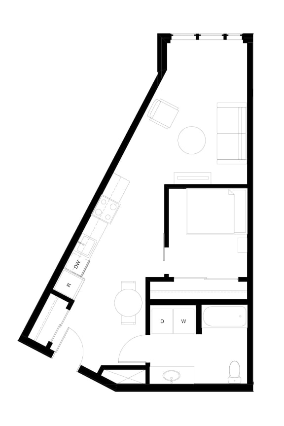 Muir Apartments Open 1 Bedroom A2 Floor Plan