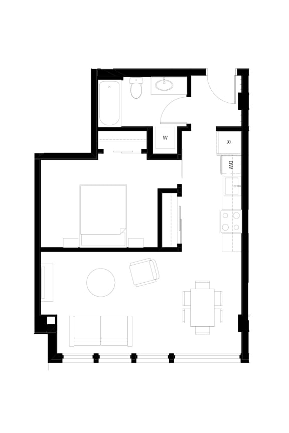 Muir Apartments Open 1 Bedroom A3 Floor Plan