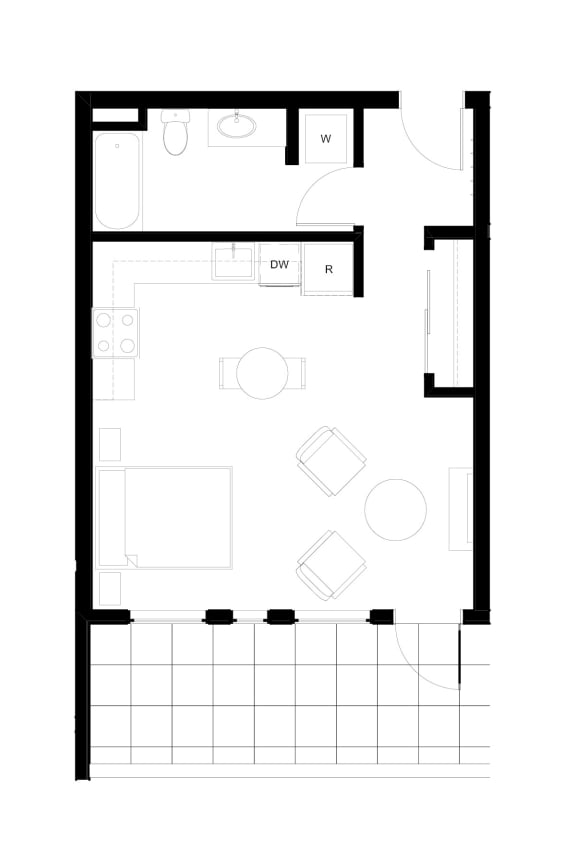Muir Apartments Open 1 Bedroom A4 Floor Plan