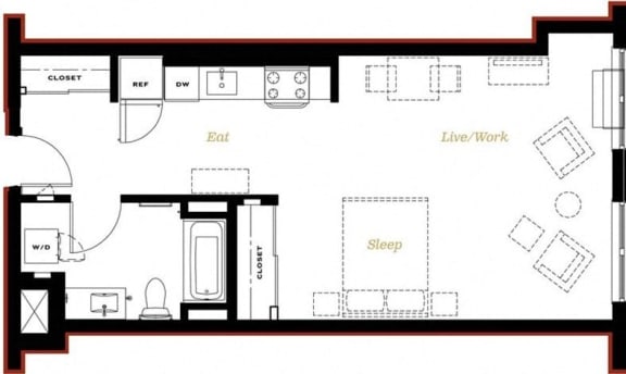 The George Besaw Apartments Studio B Floor Plan