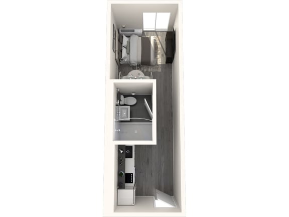 a room with a sink and a mirror