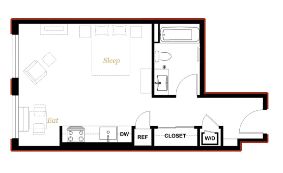 The George Besaw Apartments Studio C Floor Plan