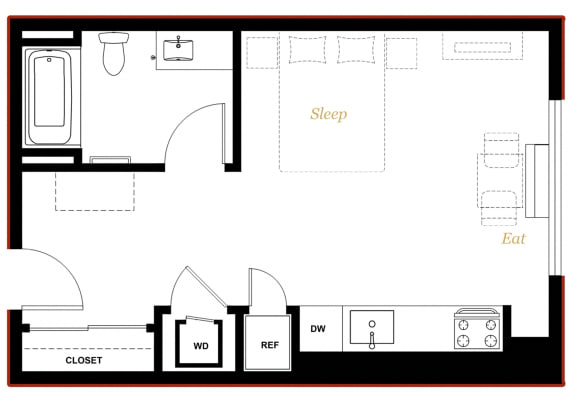 The George Besaw Apartments Studio D Floor Plan