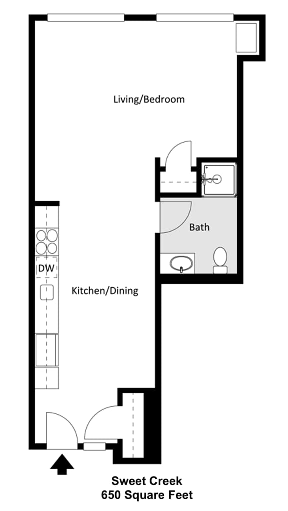 a floor plan of a house with a bedroom and a living room