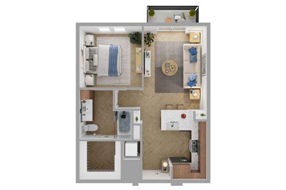 The Brentwood Apartments in Austin, Texas A2a Floor Plan