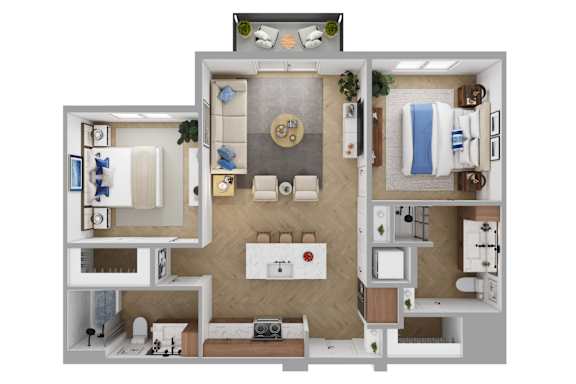 The Brentwood Apartments in Austin, Texas B1a Floor Plan