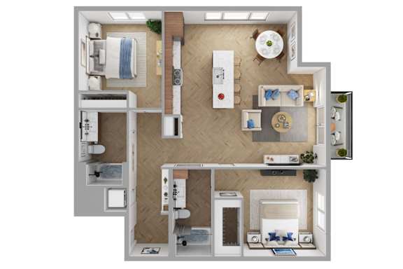 The Brentwood Apartments in Austin, Texas B3a Floor Plan