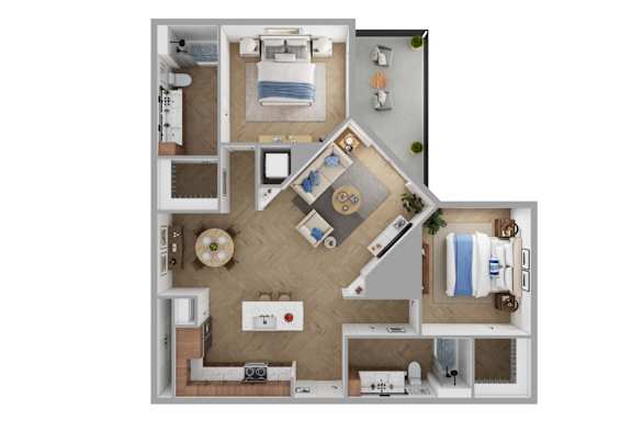 The Brentwood Apartments in Austin, Texas B4a Floor Plan