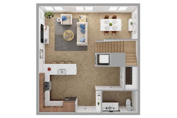 The Brentwood Apartments in Austin, Texas TH A9 First Floor Floor Plan