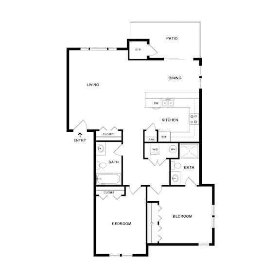 A black and white image of a floor plan for a house.