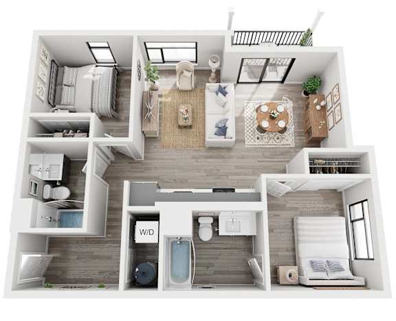 The Confluence on Farwell Apartments in Spokane, Washington 2 Bedroom Floor Plan