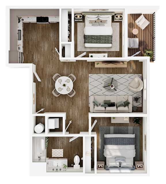 The Elowen in Lacey, WA Two Bedroom Floor Plan