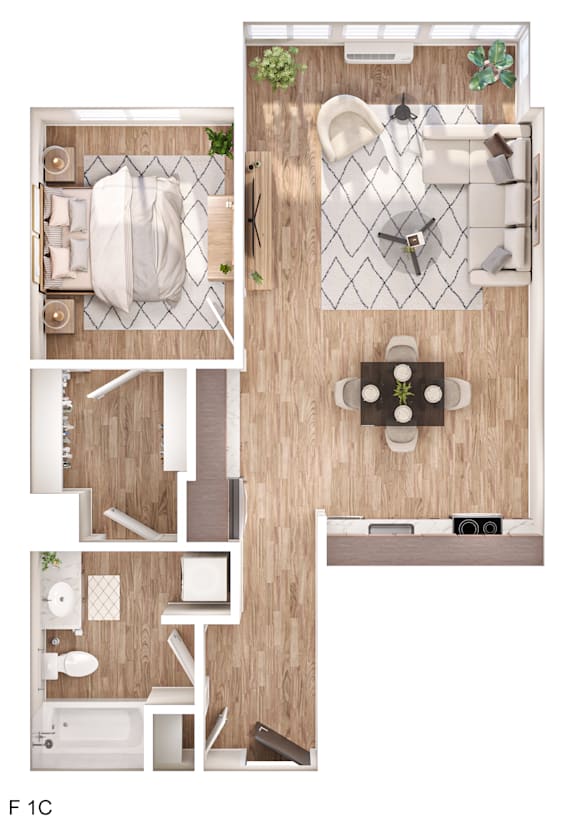 A floor plan of a furnished apartment.
