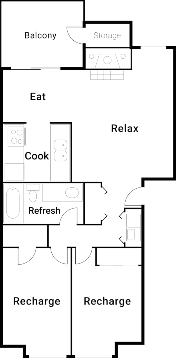 The Lucent Apartments in Tacoma, Washington Two Bedroom Floor Plan