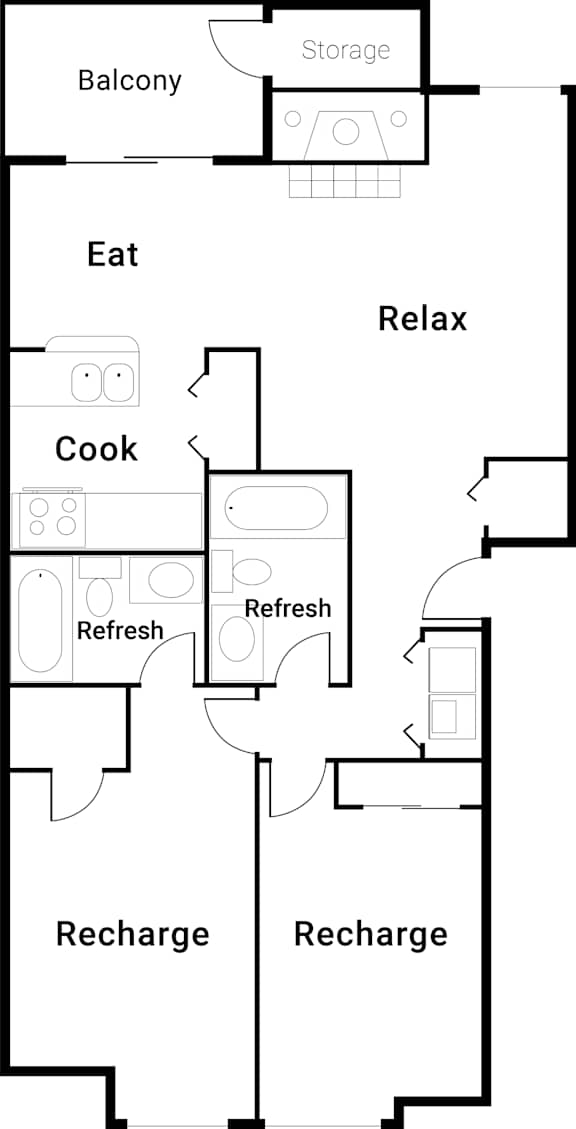 The Lucent Apartments in Tacoma, Washington Two Bedroom Floor Plan