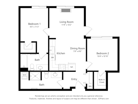 Meadowlark at Fairview Apartments in Fairview, Oregon Two Bedroom Floor Plan