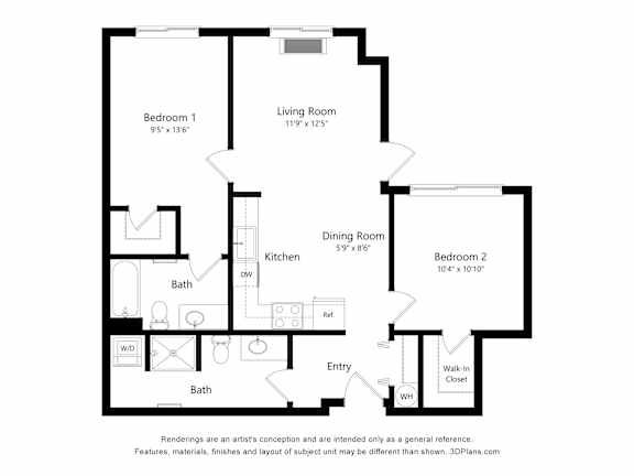 Meadowlark at Fairview Apartments in Fairview, Oregon Two Bedroom Floor Plan