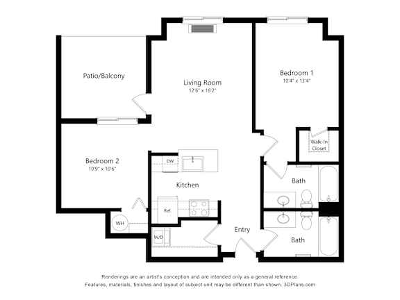 Meadowlark at Fairview Apartments in Fairview, Oregon Two Bedroom Floor Plan