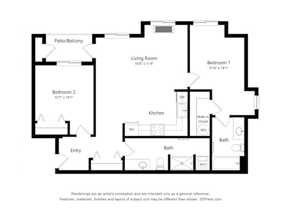 Meadowlark at Fairview Apartments in Fairview, Oregon Two Bedroom Floor Plan