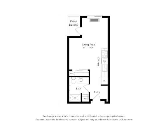 Meadowlark at Fairview Apartments in Fairview, Oregon Studio Floor Plan