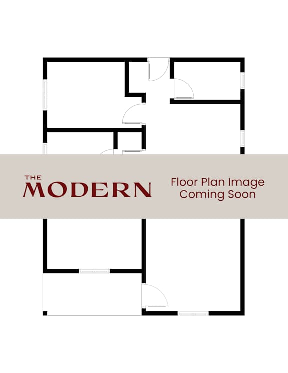 A poster with a floor plan and text that reads "The Modern Coming Soon".