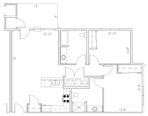 2Bedroom Floor Plan at The Park at Medical Lake, Medical Lake, 99022