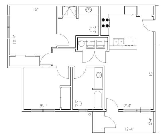 2Bed 2Bath Floor Plan at The Park at Medical Lake, Medical Lake, WA