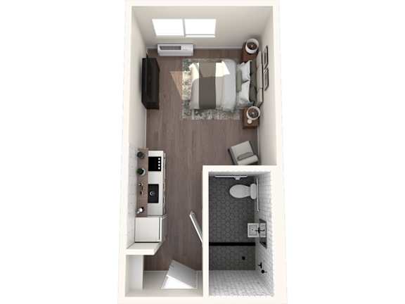 The Q Apartments in Kennewick, Washington Studio E Floor Plan