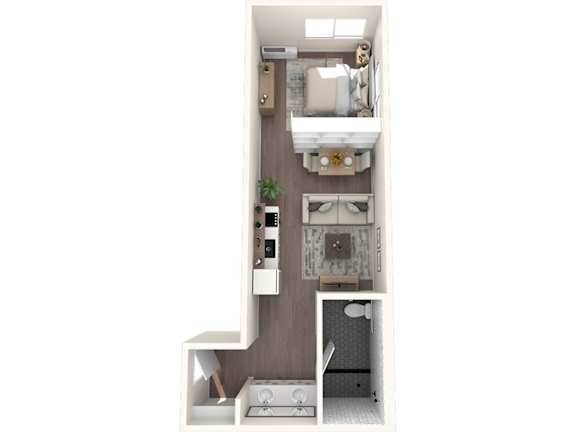 The Q Apartments in Kennewick, Washington 1 Bed 1 Bath B Floor Plan