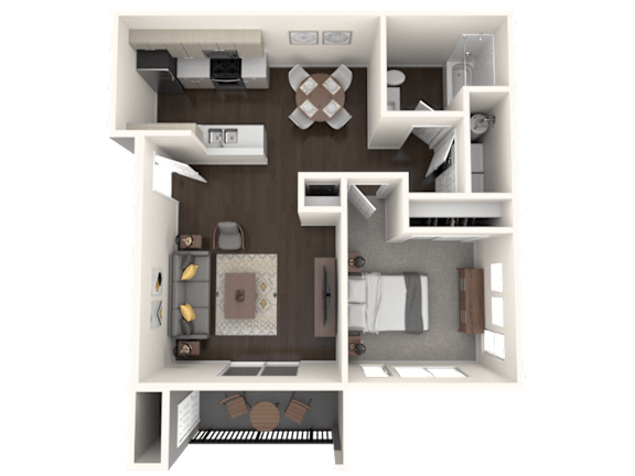 The Tides at Willow Pointe Apartments in Richland, Washington One Bed One Bath Floor Plan